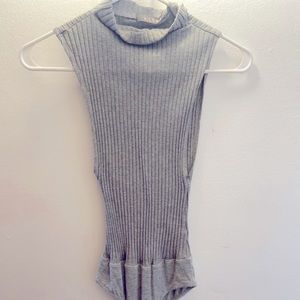 Grey ribbed bodysuit